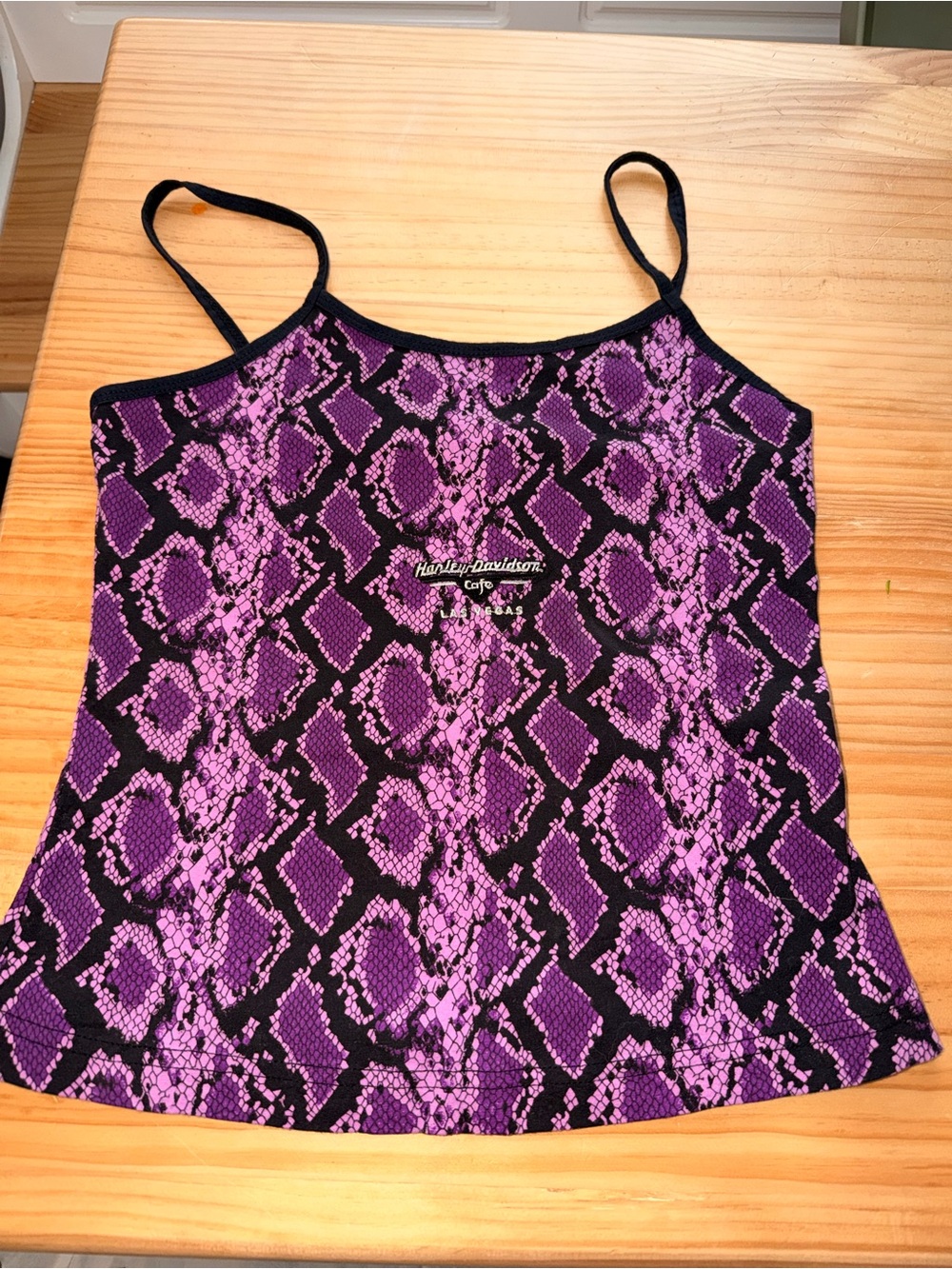 Harley-Davidson Black and Purple Snake-Print Cami Tank